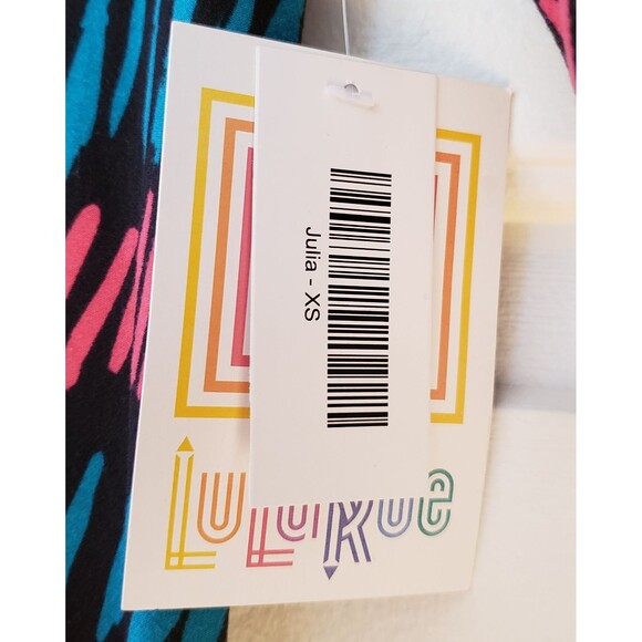 Nwt LulaRoe Julia Dress Bodycon knee length black pink blue Size XS - Picture 3 of 5